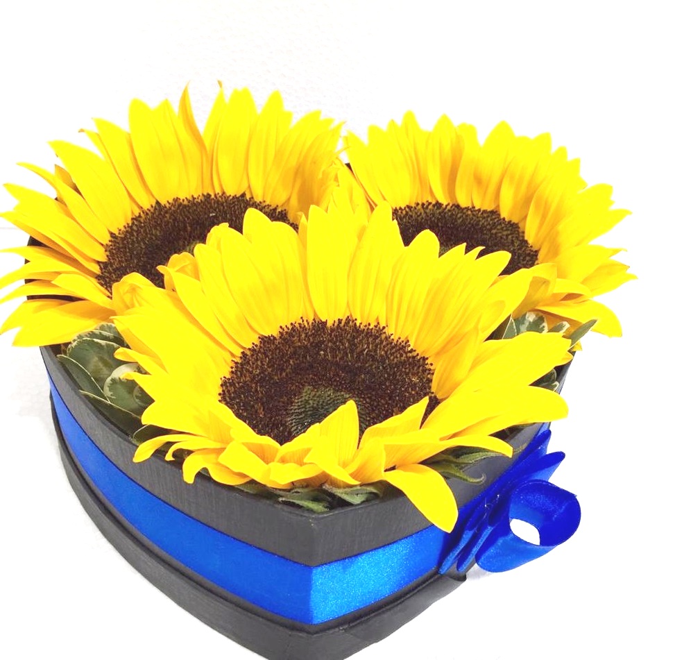 Caja Corazn 3 Girasoles